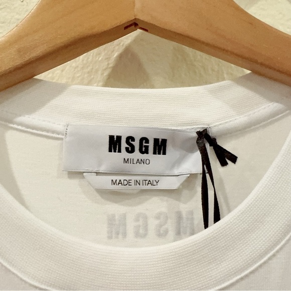 MSGM Mens White Beach Print Cotton Short Sleeve Tshirt Top Size XS NWT - Picture 6 of 9